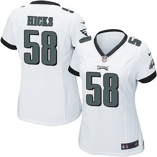 Women's Game Jordan Hicks Nike Jersey White Road - #58 NFL Philadelphia Eagles